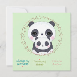 Alltid min Mor - Panda Morsa & Baby Grönt Anteckningskort