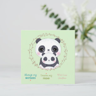 Alltid min Mor - Panda Morsa & Baby Grönt Anteckningskort