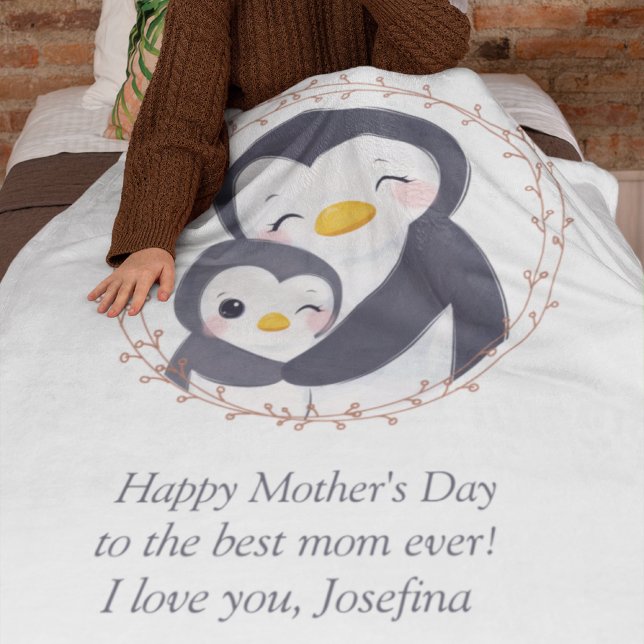 Alltid min Mor - Penguin Morsa & Baby Fleecefilt (Always my Mother - Penguin Mum & Baby Fleece Blanket)