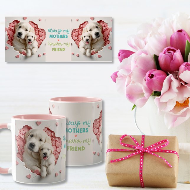 Alltid min Rosa Mor-Hund och Baby Mugg (Always my Mother -Dog Mum & Baby Pink Mug)