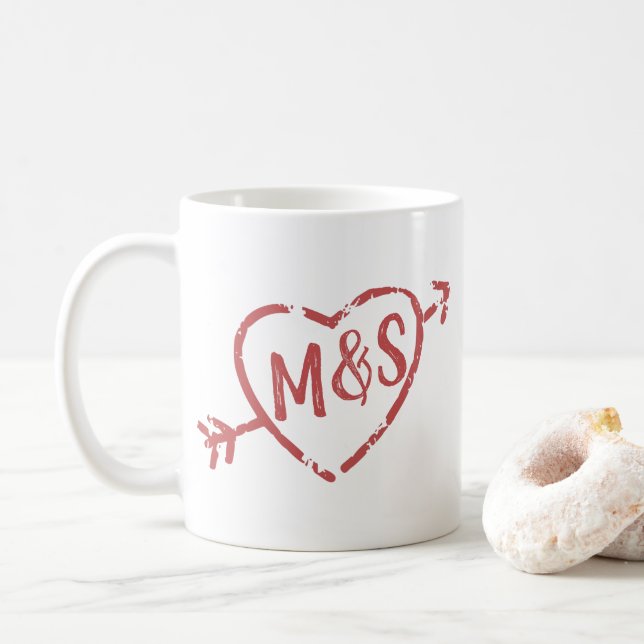 Alltid och Forever love Doodle Monogram Kaffemugg (Med munk)