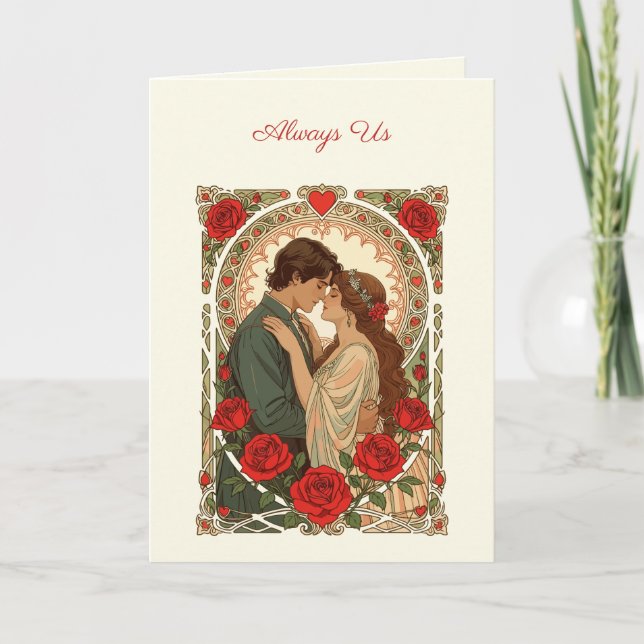 Alltid oss romantisk Art Nouveau-illustration Kort (Framsida)