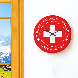 Alltid på schweizisk Flagga Schweiz-spärr Stor Klocka