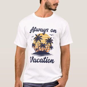 Alltid på Semester Tropisk Solnedgång Palmträd Ö T Shirt