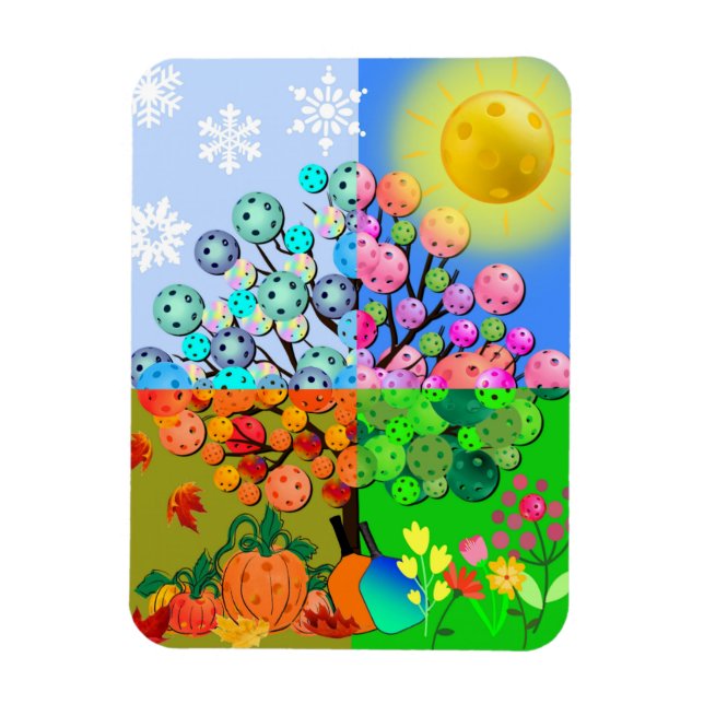 Alltid Pickleball Season Winter Vår sommarfall Magnet (Vertikal)