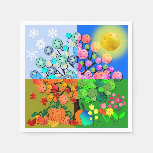 Alltid Pickleball Season Winter Vår sommarfall Pappersservett (Framsidan)