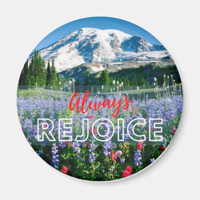 Alltid Rejoice Flowery Mountainside Magnet (Framsidan)