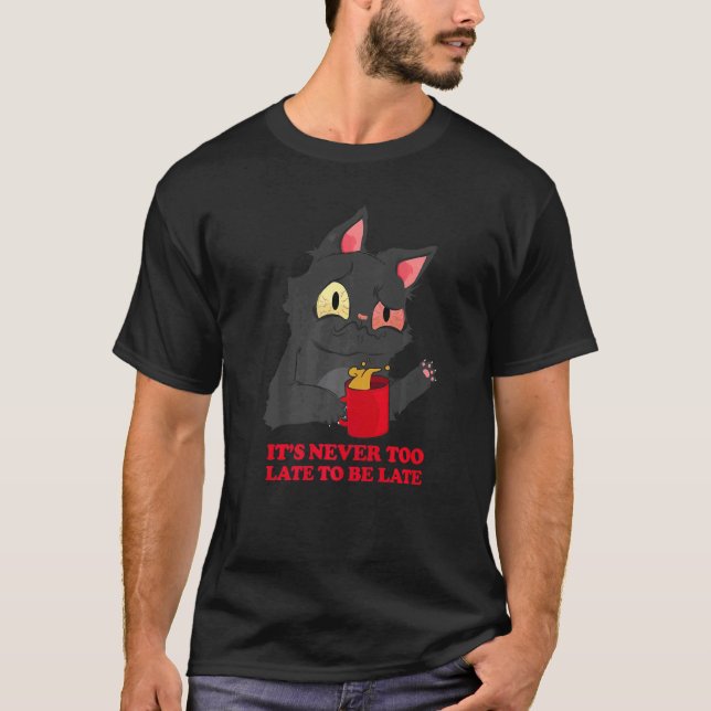 Alltid sen lat sömnig katt t shirt (Framsida)