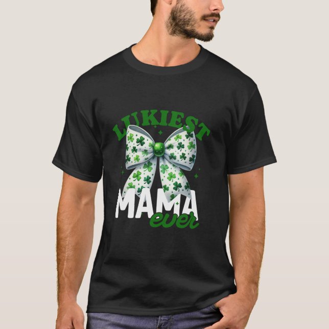 Alltid St Patrick's Day Coquette Bow Shamrocks T Shirt (Framsida)