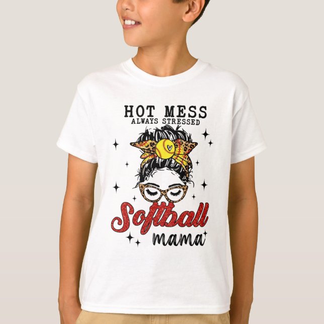  alltid Stressat softball-Mamma T Shirt (Framsida)
