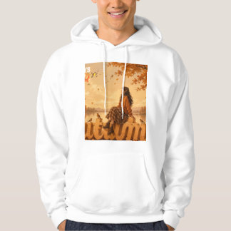 Alltid Tacksam Höstflicka som sitter på Höst Hoodie
