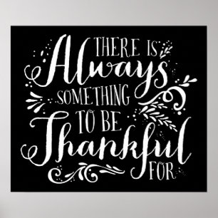Alltid tacksam skriptThanksgiving Poster Svart