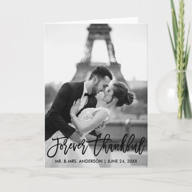 Alltid tankfull penselskript Bröllop Modern fetsti Tack Kort (Framsida)