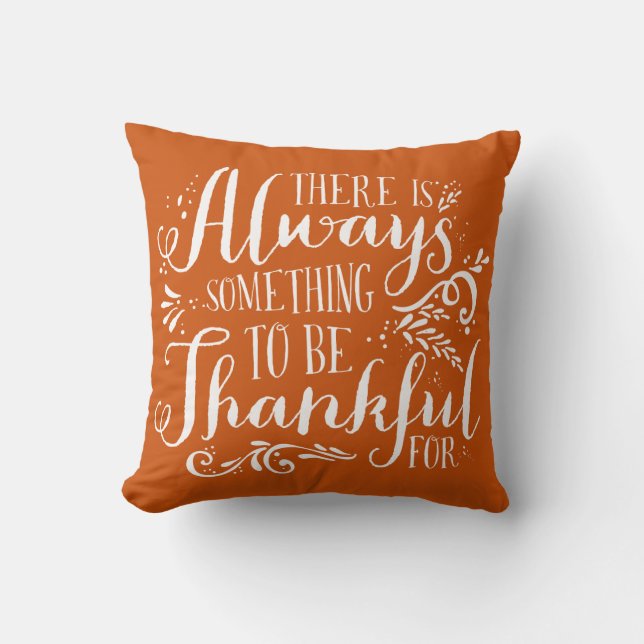 Alltid Thanksgiving för Orange av tacksam offert Kudde (Framsida)
