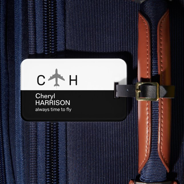 Alltid tid för att flyga flygplanet halvsvart resa bagagebricka (Framsida Insitu 4)