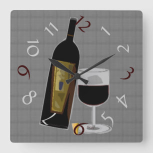Alltid tid för vin fyrkantig klocka