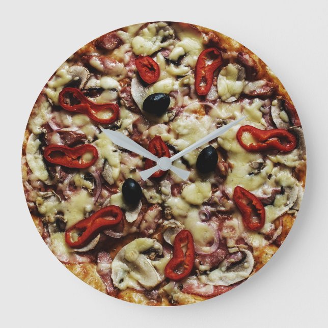 Alltid tid tid för Pizza-Roligtens runda Stor Klocka (Framsida)