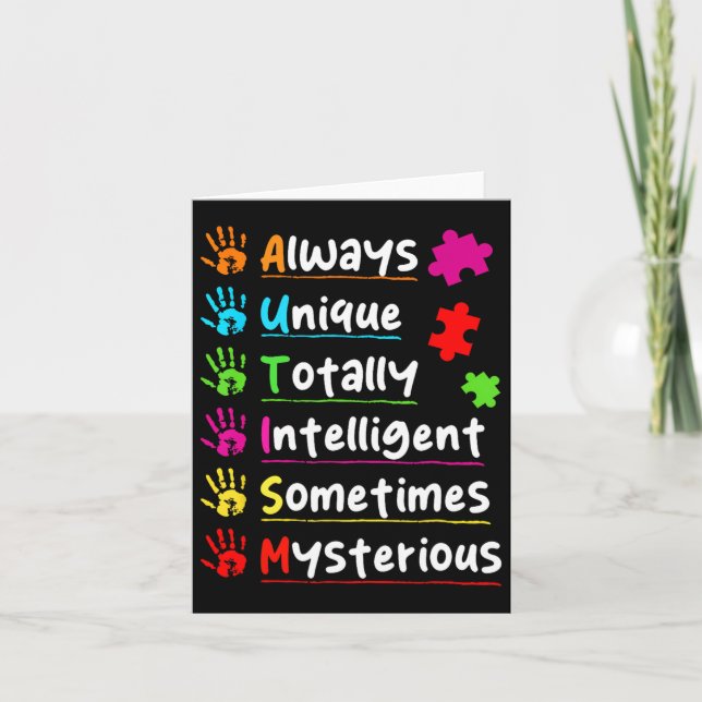 Alltid unik autism-medvetenhet totalt intelligent kort (Framsida)