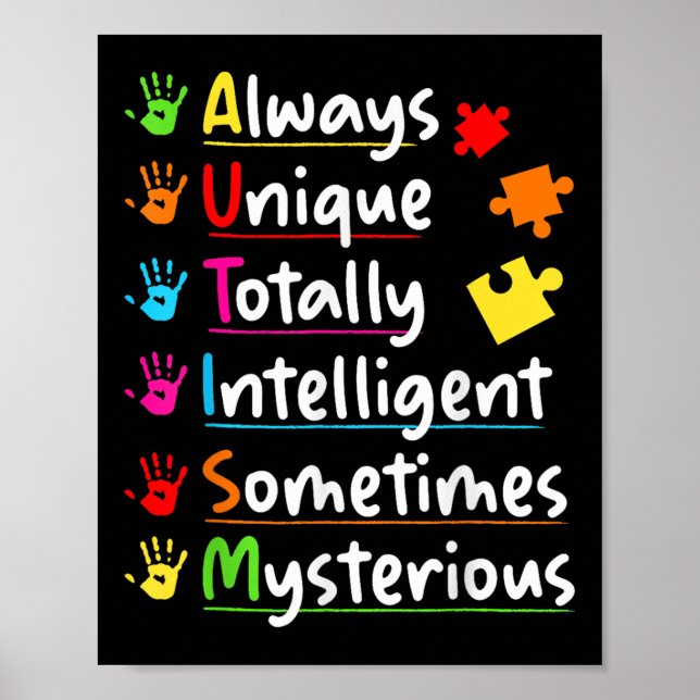 Alltid unik autism-medvetenhet totalt intelligent poster (Framsidan)