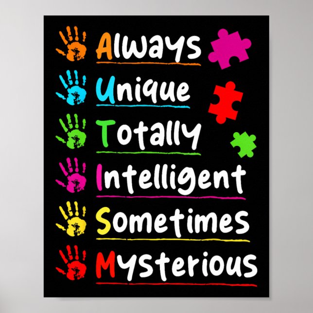 Alltid unik autism-medvetenhet totalt intelligent poster (Framsidan)