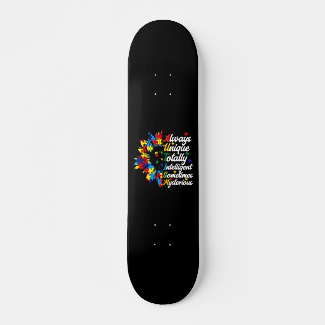 Alltid unik - autismmedvetenhet mini skateboard bräda 18,5 cm (Framsida)