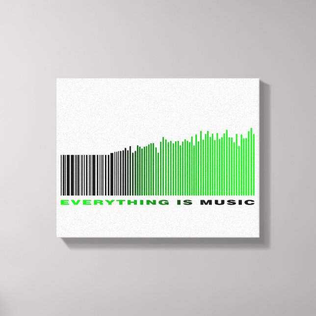 Allting är Musik Grön Text Streckkod Låtspelare Canvastryck (Framsida)