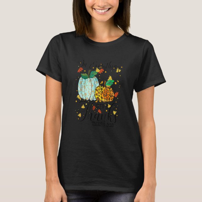 Allting Ge Tack 1 Thess 5 18 Leopard Pumpa T Shirt (Framsida)
