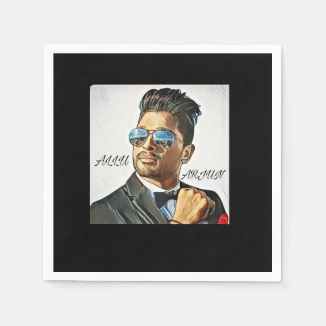 Allu Arjun Fläkt Illustration T-Shirt Pappersservett (Framsidan)