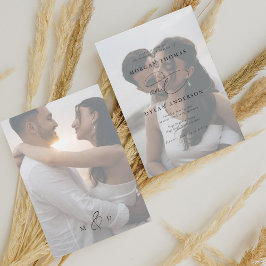 Allure Calligraphy Photo Bröllop Inbjudningar