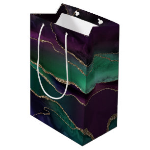 Alluring Agate Mörk Jewel Tone Stone Guld Veins