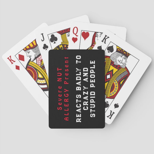 Allvarlig allergi mot Nöt - Reaktion dåligt Casinokort (Baksidan)