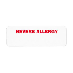 Allvarlig allergi, villkor, oro returadress etikett