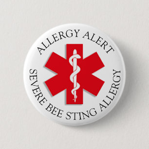 Allvarlig BEE STING Allergy Alert-knapp Knapp