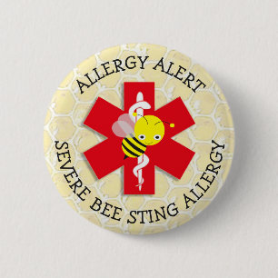 Allvarlig BEE STING Allergy Alert-knapp Knapp