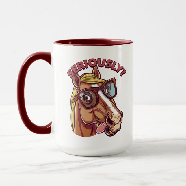 Allvarlig Coola Horse Mugg - Lustigt och Snyggt ka (Vänster)