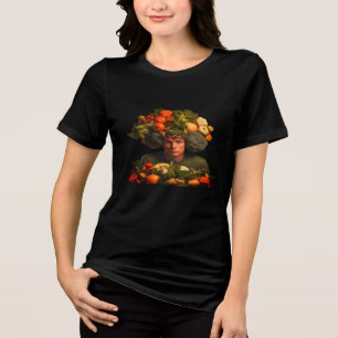 Allvarlig grönsakshuvud på en kortärmad herr/dam-t t shirt