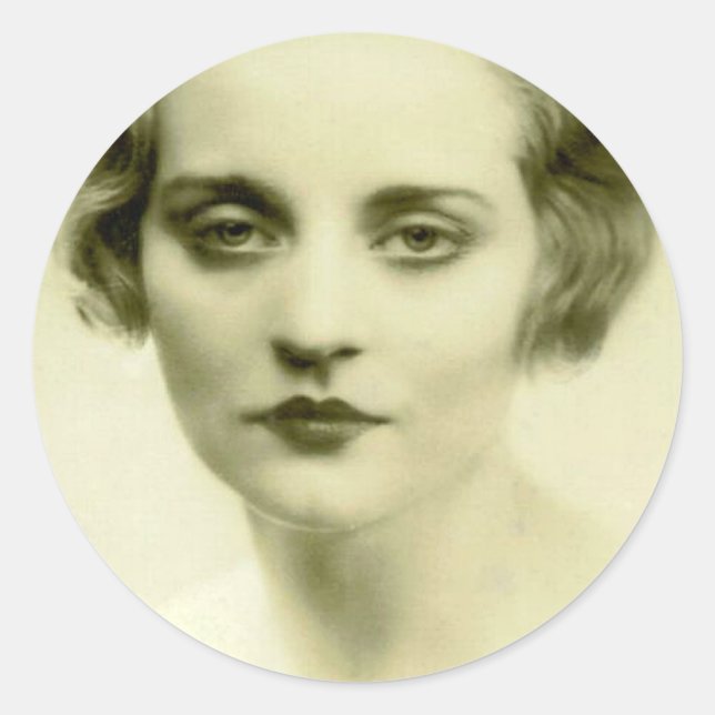 Allvarlig skönhet runt klistermärke (Framsida)