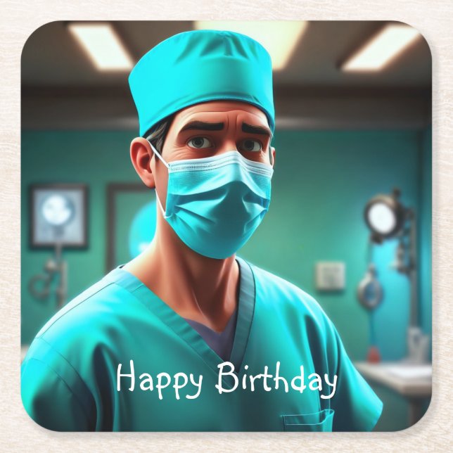 Allvarlig Surgeon Birthday Underlägg Papper Kvadrat (Framsidan)