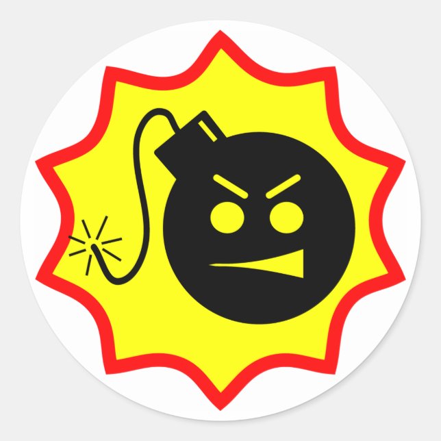 Allvarliga bombstämplar runt klistermärke (Framsida)