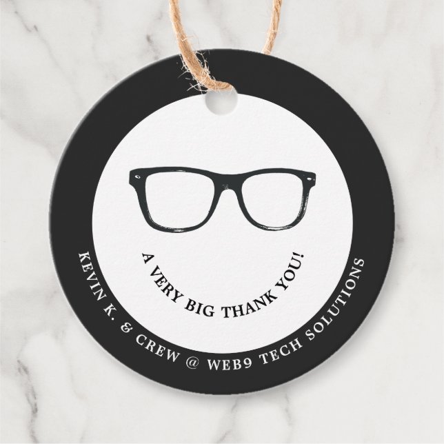 Allvarliga glasögon | Minimal Tack-sjömil Gåvor Etiketter (Framsida)