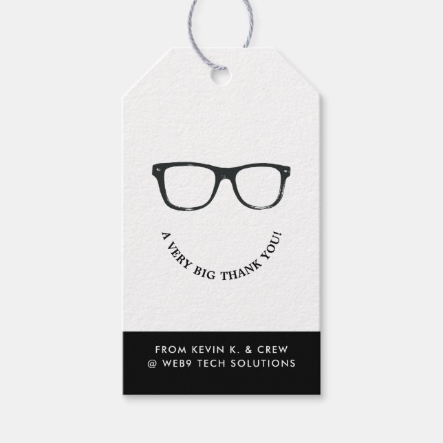 Allvarliga glasögon | Minimal Tack-sjömil Presentetikett (Framsidan)