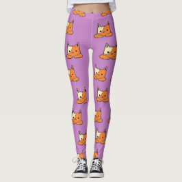 Allvarliga katter på lila leggings