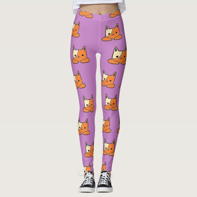 Allvarliga katter på lila leggings (Framsida)