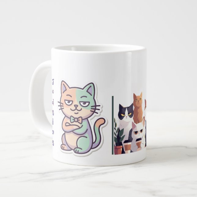 Allvarligt? Låg energi Högt Omdöme katt Jumbo Mugg (Framsida vänster)