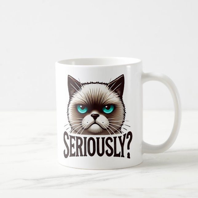 Allvarligt? Meowly Cat Funny Sarkastic Humor Pet Kaffemugg (Höger)