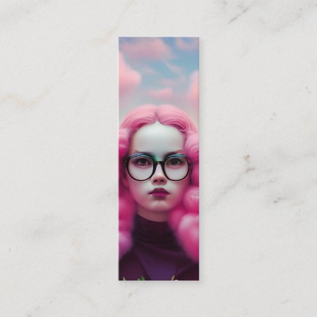 Allvarligt Rosa Hair Bookmark Mini Visitkort (Framsida)