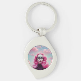 Allvarligt Rosa Hair Swirl Silverfärgad Nyckelring