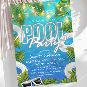 Allvit poolparty-inbjudan inbjudningar