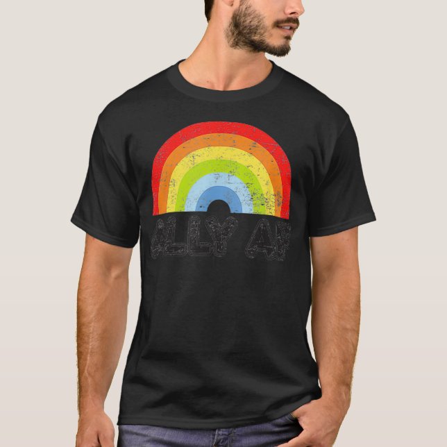 Ally AF Gay Pride LGBT Flag Gift  T Shirt (Framsida)