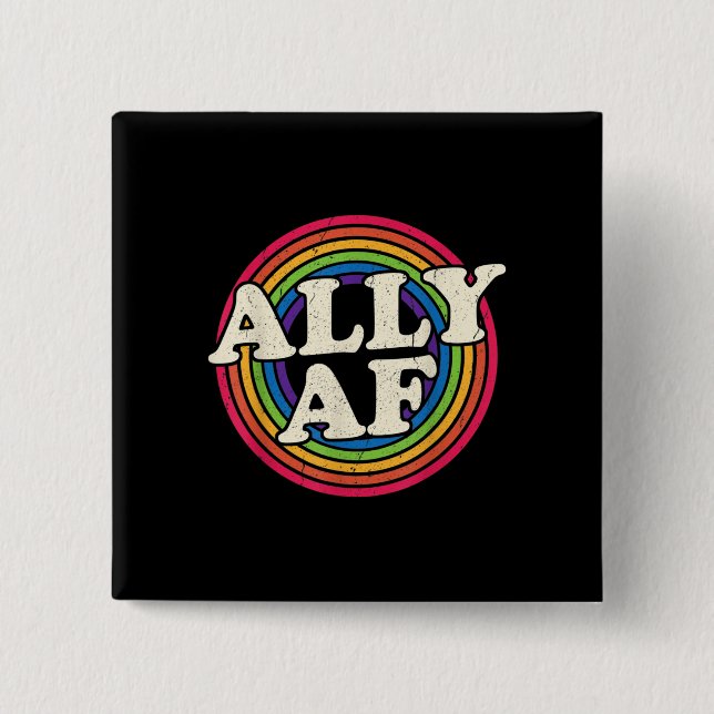Ally AF - Gay pride-månaden - HBT Rainbow Flagga Knapp (Framsida)
